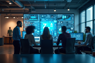 Espace de travail moderne avec équipe autour de ZimCD66