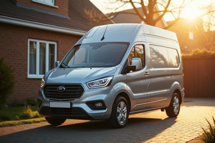 Voiture familiale silver en extérieur en lumière dorée