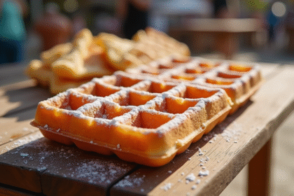Gaufres dorées et moelleuses au carnaval avec sucre glace