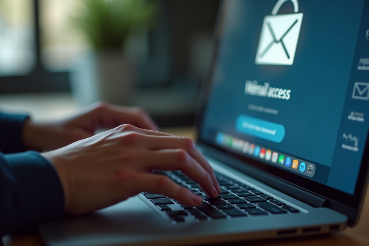 Mains tapant sur un clavier avec un message d