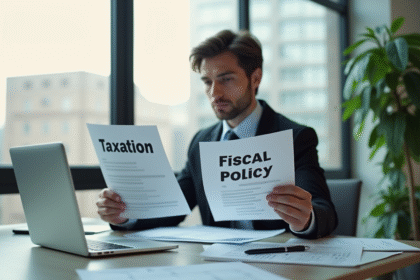 Personne professionnelle comparant documents de fiscalite et taxation