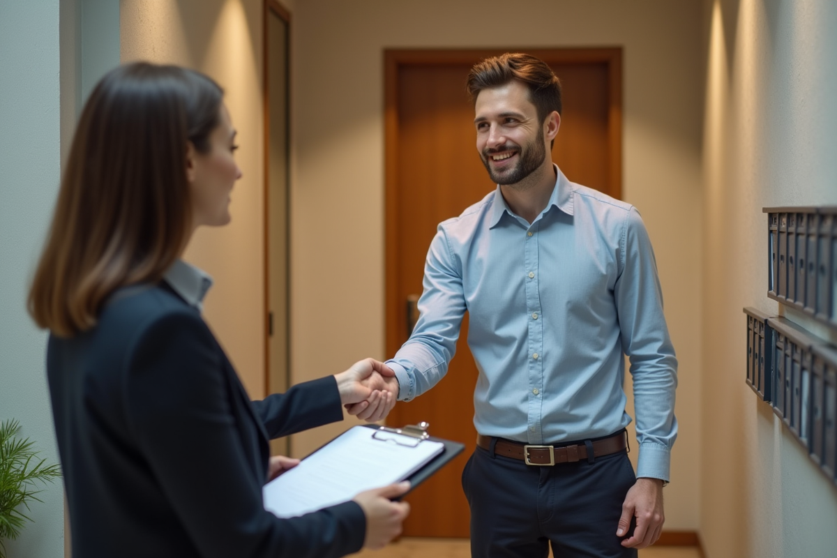 Jeune homme serrant la main d