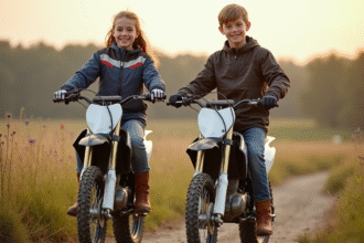 Jeunes motards en motocross avec bikes 50cc en nature