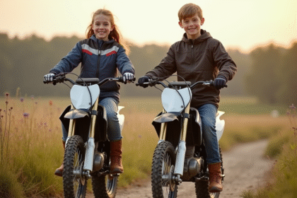 Jeunes motards en motocross avec bikes 50cc en nature