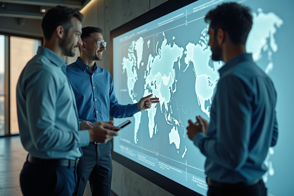 Groupe de professionnels discutant autour d