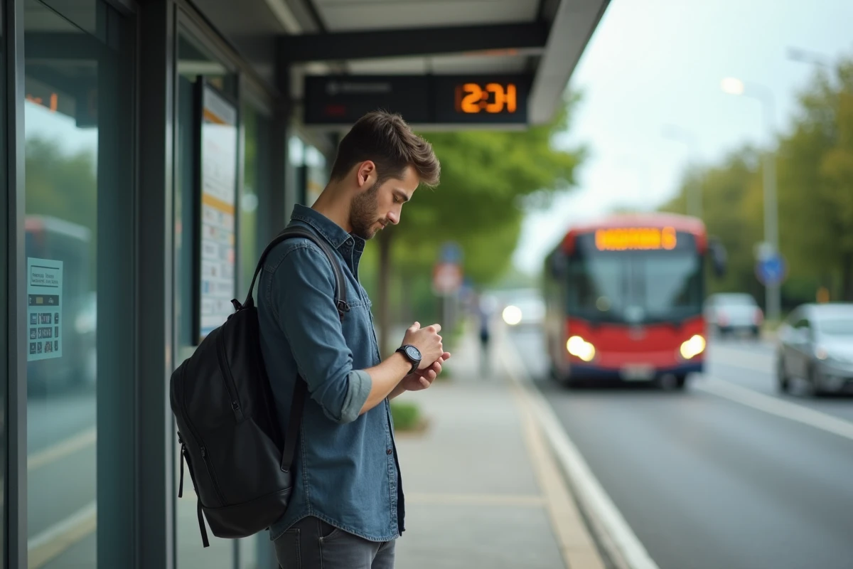 Jeune homme regardant sa montre à l
