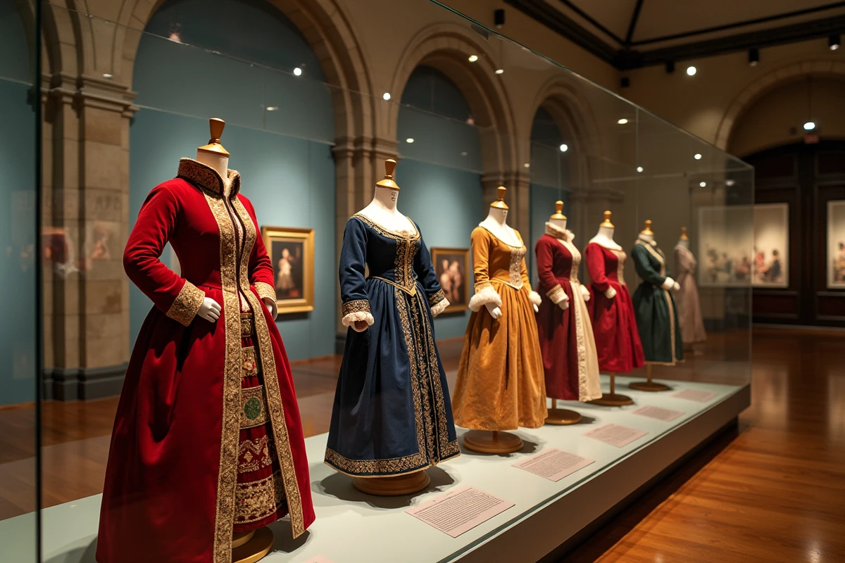 Costumes historiques du Manneken Pis exposés dans des vitrines au Musée de la Ville de Bruxelles