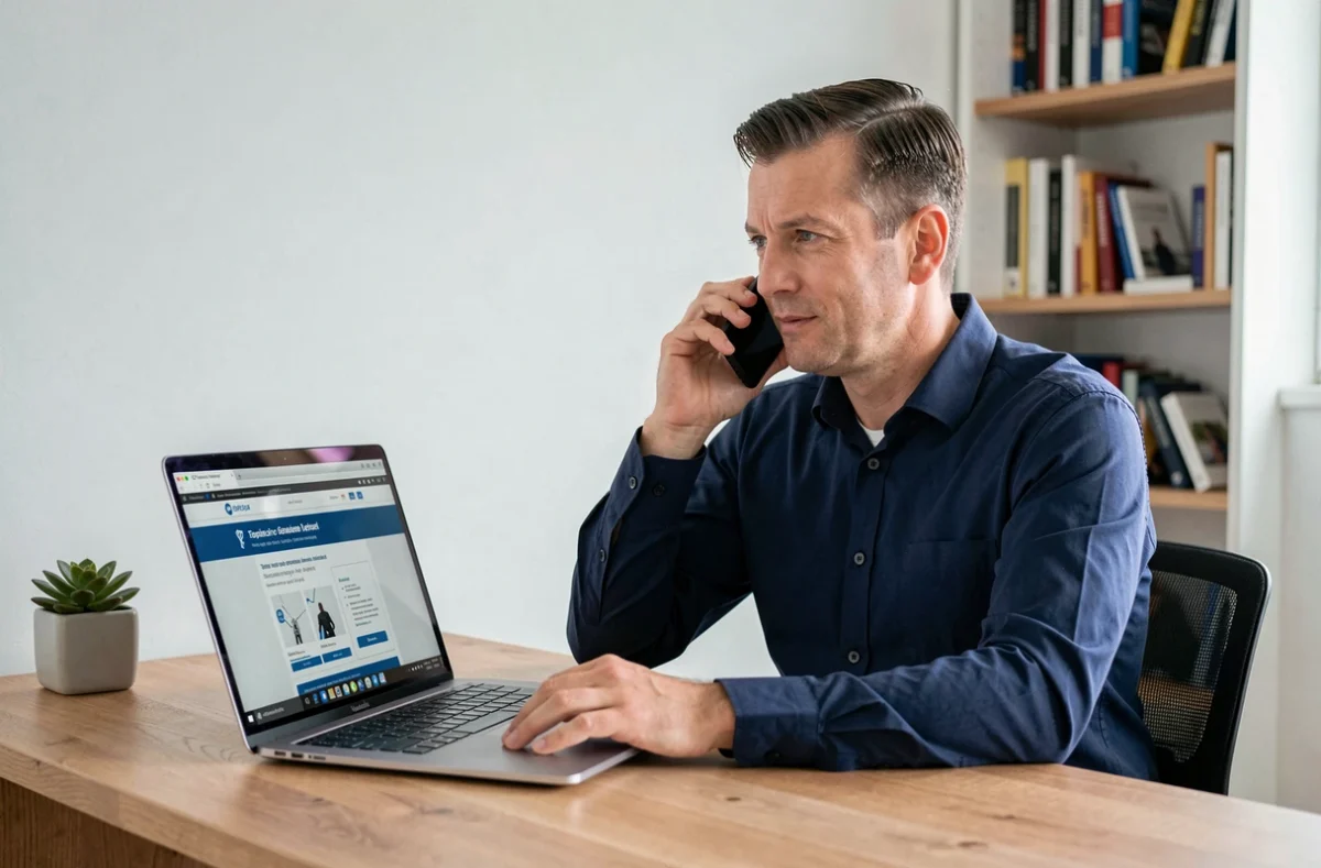 Homme en télétravail cherchant à obtenir un rappel du service client Sosh depuis son bureau à domicile